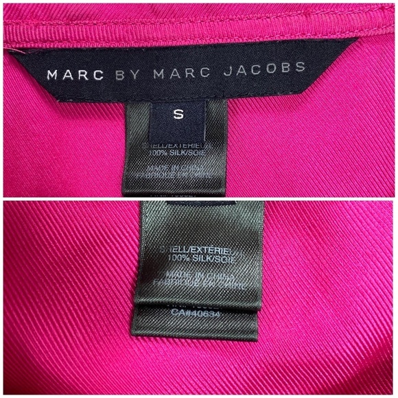 MARC by Marc Jacobs Silk Ruffle Cuffed Zip up Sleeveless Top in Fuchsia Pink - Picture 5 of 7